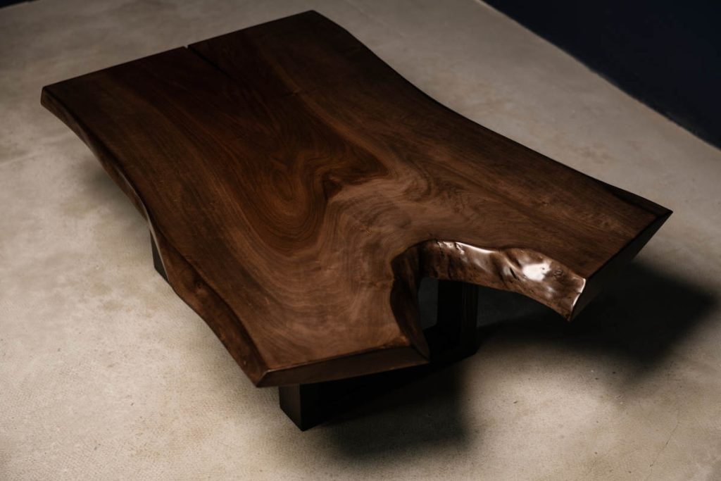 large dark table made of natural solid wood